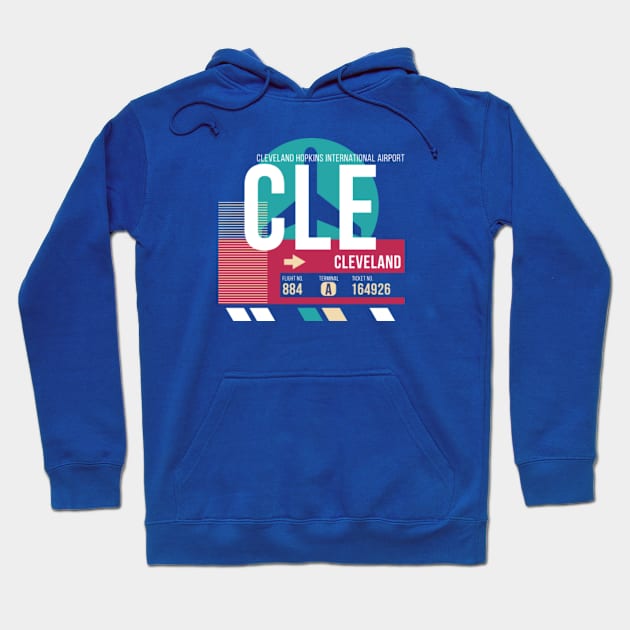 Cleveland, Ohio (CLE) Airport Code Baggage Tag Hoodie by SLAG_Creative